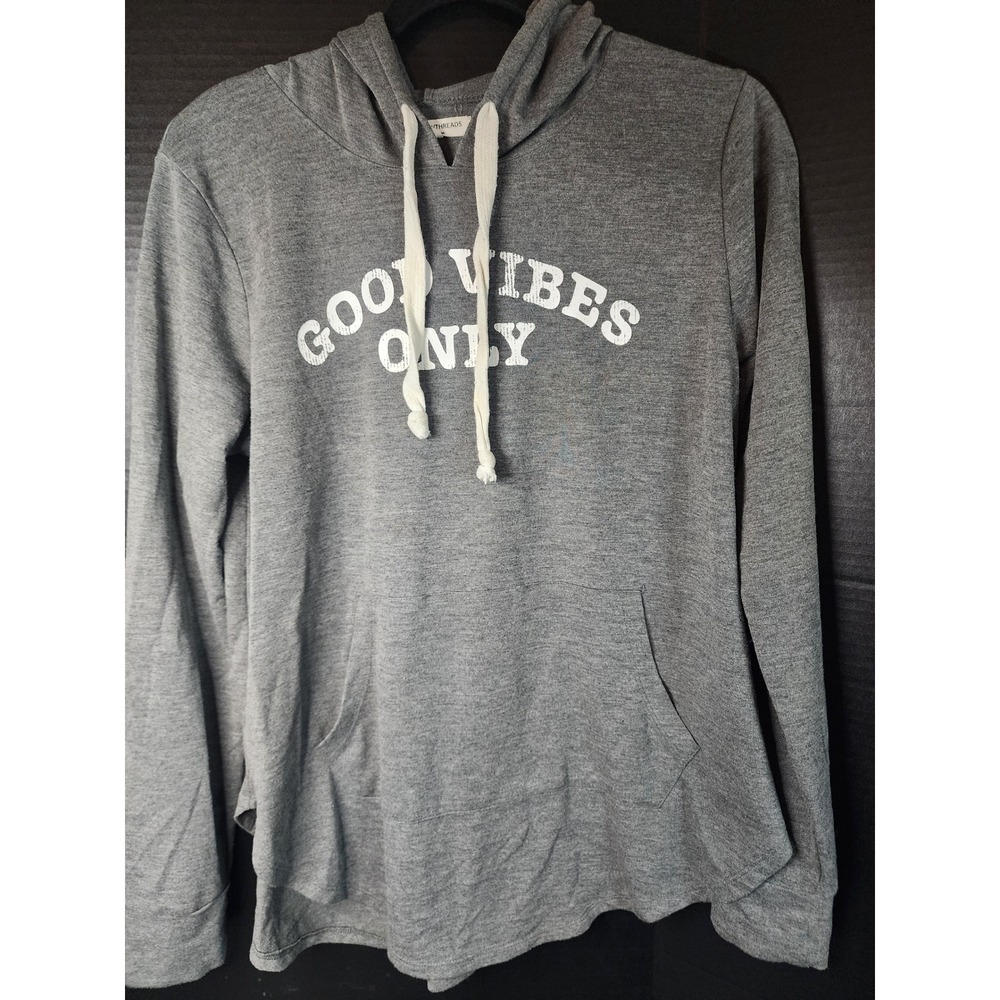 Grayson Threads Good Vibes Only Hoodie Gray Graphic Sweatshirt XL